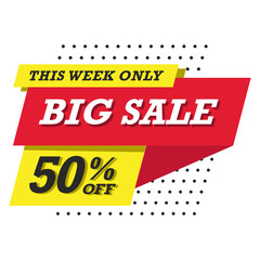 Fototapeta premium Big sale discount label vector, sticket discount template