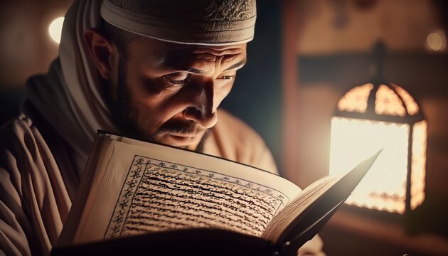 muslim praying in mosque, Generative AI