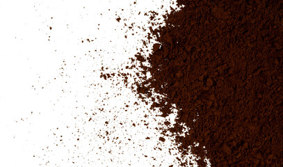 Roasted coffee powder copy space background