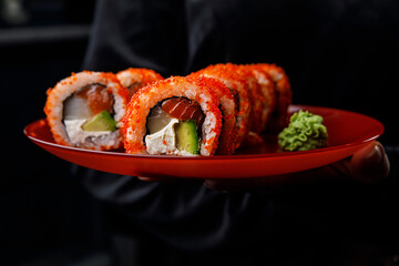 delicious sushi prepared by the chef
