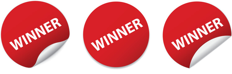WINNER - red round sticker banners