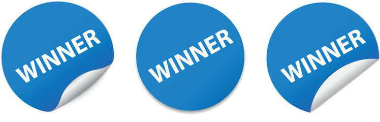 WINNER - blue round sticker banners