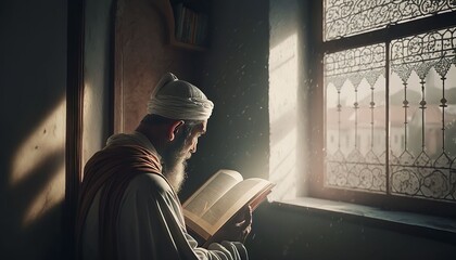 Fototapeta na wymiar muslim praying in mosque, Generative AI