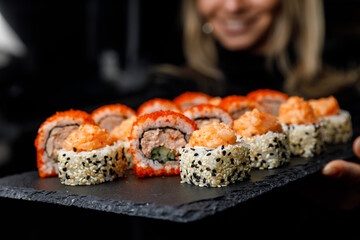 delicious sushi prepared by the chef
