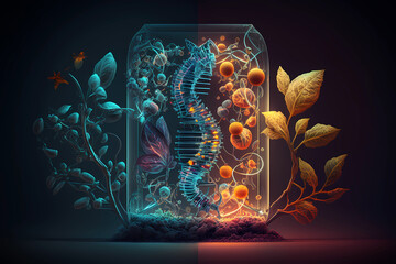 A concept of genetic engineering, 3D model