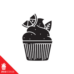Lemon cupcake vector icon