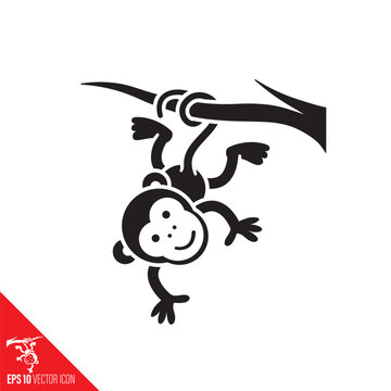 Little monkey cartoon vector icon