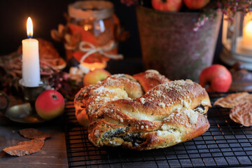 Poppy seed and cheese festive sweet bread.
