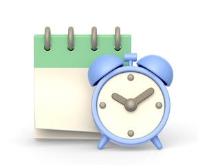 Realictic 3d icon of calendar and alarm clock