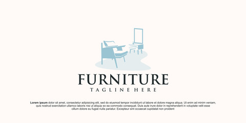 Interior minimalist room, gallery furniture logo design vector