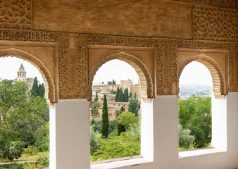 Views of the Alhambra from a window of the Generalife.