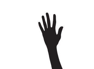 Hand showing number five with finger, silhouette vector. Counting with hand.
