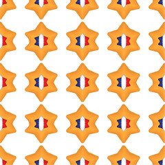 Pattern cookie with flag country France in tasty biscuit