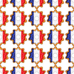 Pattern cookie with flag country France in tasty biscuit