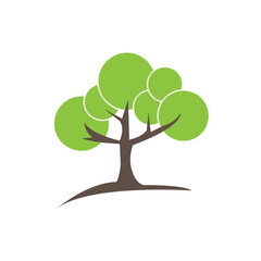Unique green tree icon design Free Vector