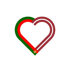 unity concept. heart ribbon icon of portugal and latvia flags. PNG