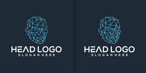 Fototapeta premium Head human smart technology logo vector collection, human brain made logotypes, icon vector, smart technology logo vector