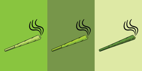 Vector illustration repeating pattern design of three marijuana or cannabis cigarette joint on multicolored backgrounds. happy 420 concept.