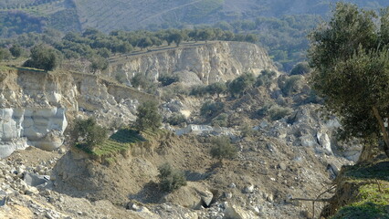 Türkiye earthquake, Major landslide in olive groves in Hatay due to fault rupture in the...