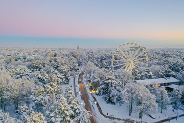 Lithuania at winter time and snow in popular sea side