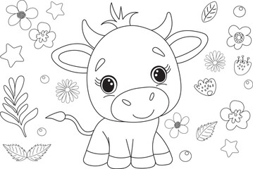 bull childrens coloring book isolated vector
