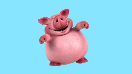 Fun 3D cartoon pig dancing (with alpha channel)