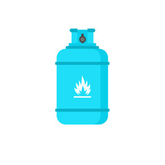 LPG flat design. Flammable gas tank icon. Propane, butane, methane gas tank. Gas cylinder bottle icon. Flat illustration of gas cylinder bottle vector icon for web design