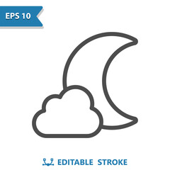 Moon And Cloud Icon - Weather, Night, Cloudy