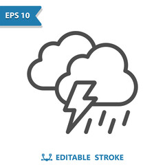 Storm Icon - Cloud, Lighting Bolt, Lightning Storm, Weather, Clouds, Rain, Raining
