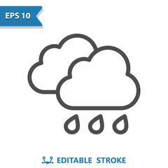 Raining Icon - Rain, Weather, Cloud, Cloudy, Raindrop, Droplet