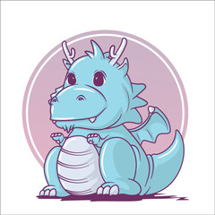 Cute dragor cartoon., fairy tale animals concept.