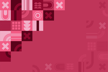 Geometric pattern in Viva Magenta color. Color of the year 2023. Minimalistic geometric background.