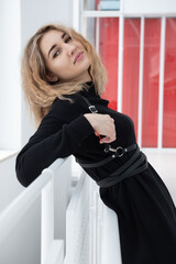 Portrait of a girl in a black dress