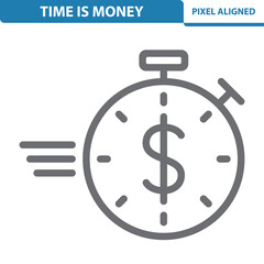 Time Is Money Icon. Deadline, Stopwatch, Timer