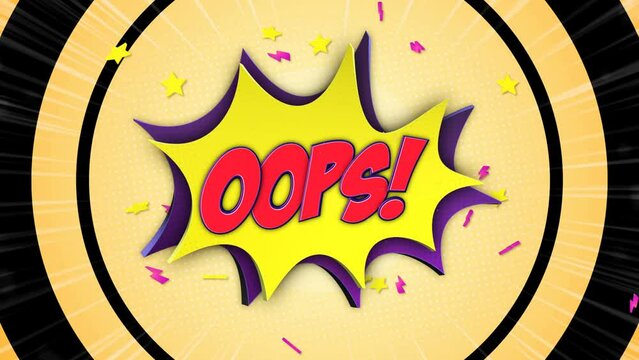 OOOPS Comic Text Animation, with Alpha Matte, Loop, 4k
