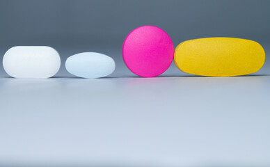 Close up of colorful pills.