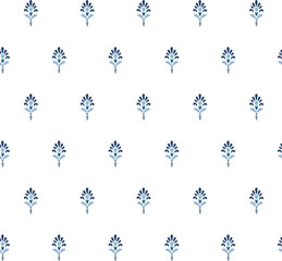 Traditional elegant blue floral seamless pattern. Hand drawn abstract flowers, arabesue. Indian, Persian design. Foulard pattern for fabric, textile, scrapbooking or wallpaper. Ethnic indigo motif.