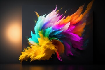 White tensor in front of a colorful explosion, created with Generative AI