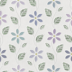 Embossed flowers pattern on paper background, seamless texture, paper press, 3d illustration - 578393776