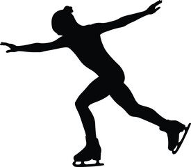 girl junior skater dancing in figure skating, black silhouette on white background, vector illustration © sports photos