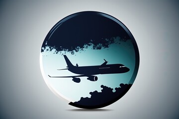 Naklejka na ściany i meble Airplane illustration, icon, logo, white background. Generative AI