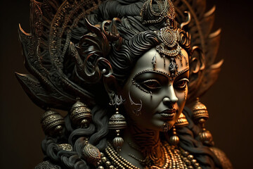 kali  goddess of death indian hindu dark siren fire  - obrazy, fototapety, plakaty
