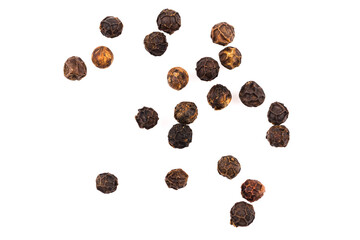 Black pepper seeds on white