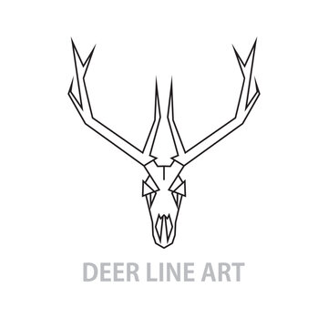 deer line art logo. animal icon. Deer Head Logo Design © sf_freelancer