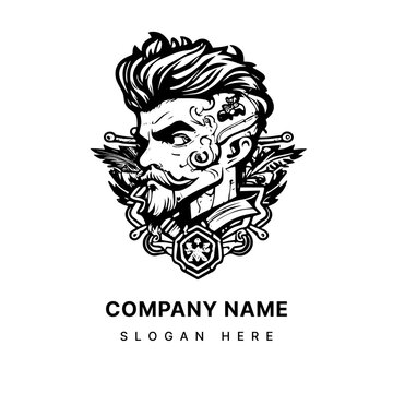 steampunk man pirates logo illustration