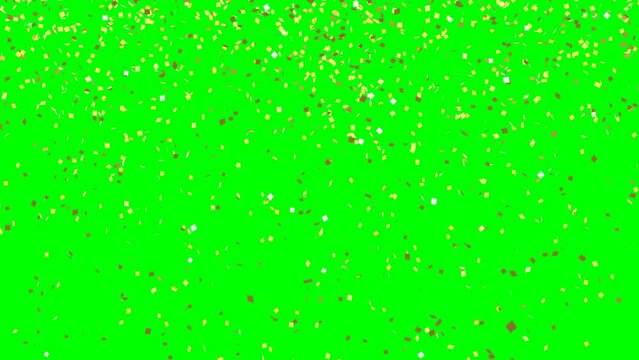 風に舞うメタリックな素材感の紙吹雪の3Dレンダリングによる映像