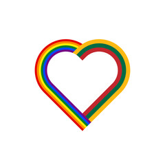 unity concept. heart ribbon icon of rainbow and lithuania flags. PNG