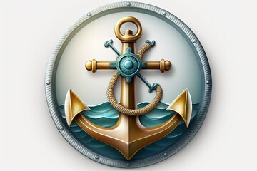 Pirate ship anchor illustration logo icon. Generative AI