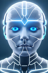 Obraz premium Graphic Concept of Cybernetics and Artificial Intelligence robotic Technology brain . Generative AI