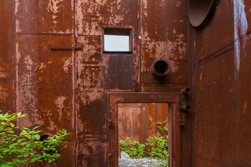 Shelter interior. Abandoned secret nuclear bunker. Cold War command post, object 1180. Background